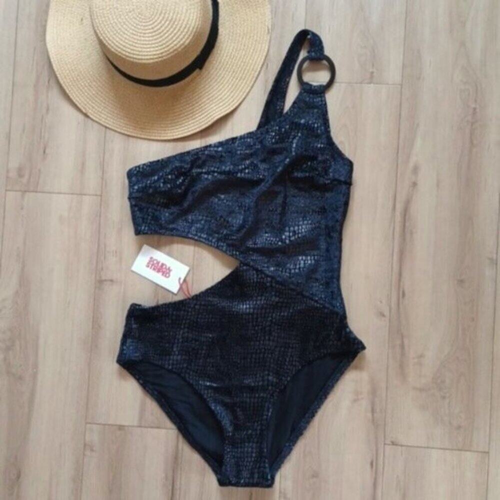 Solid & Striped Claudia One Shoulder Textured One Piece Blackout M NWT - Picture 5 of 11